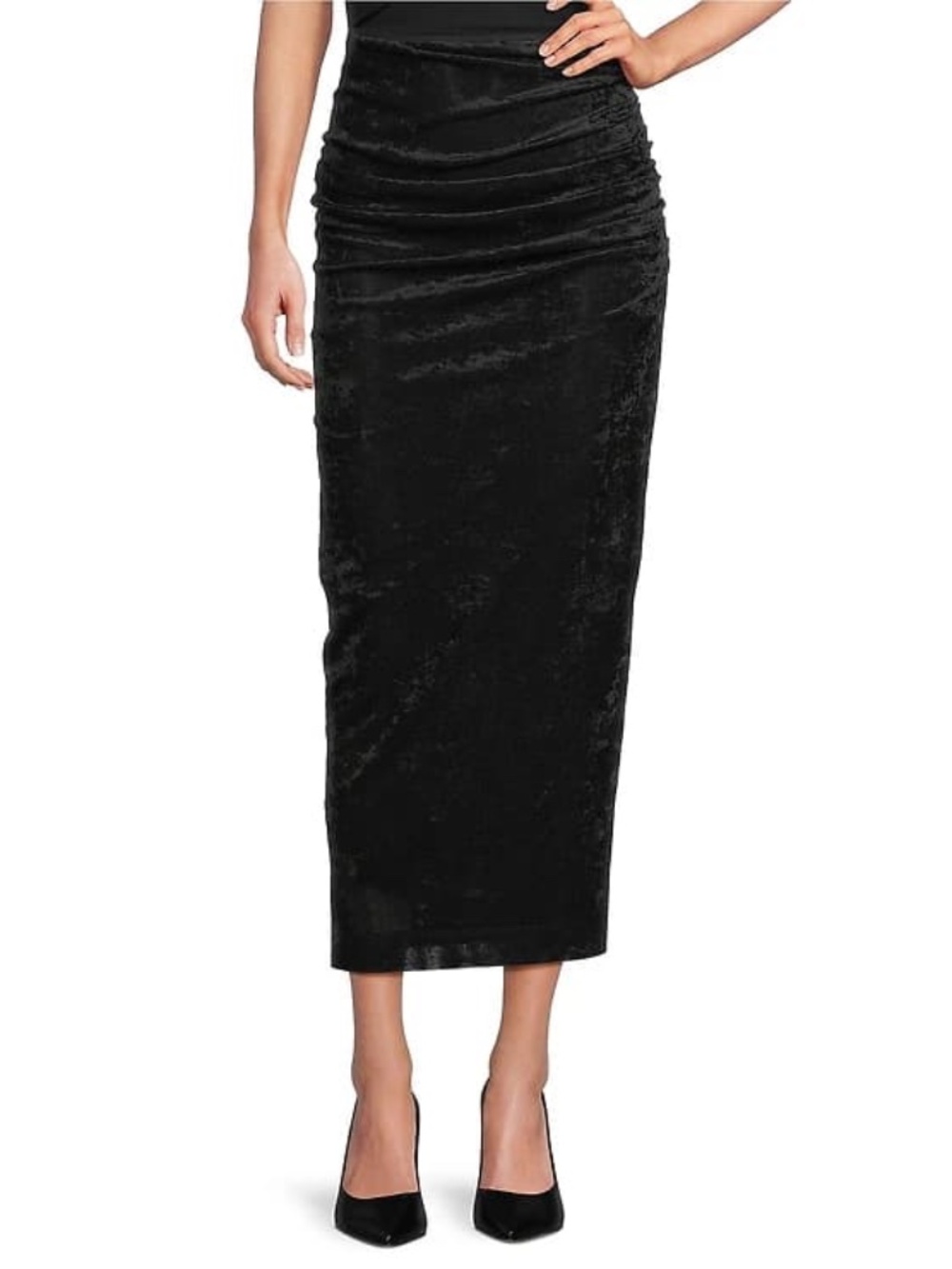 NWT Antonio Melani Mischa Flocked Mesh Ruched Side Maxi Skirt Black Size 0